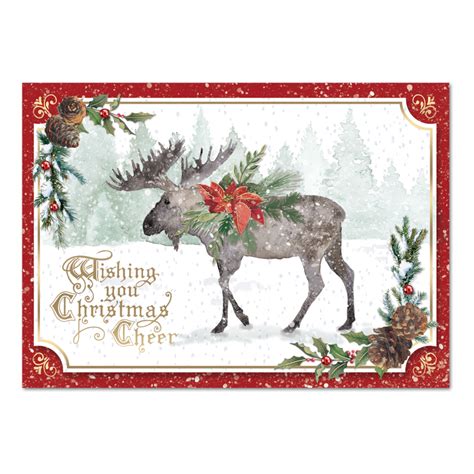 Holiday Christmas Moose Boxed Holiday Cards Punch Studio