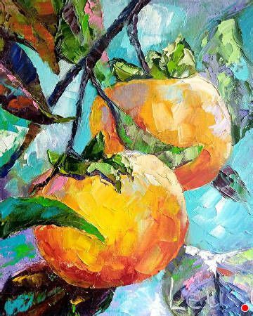 Fruit painting | Happy Persimmon by Olena Leus, Oil, 20inches x ...