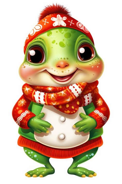 A Cartoon Frog Wearing a Red Hat and Scarf. Stock Illustration ...
