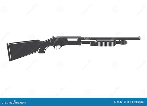 Silueta Del Rifle Aislada Sobre Fondo Blanco Vector Cazando Escopeta