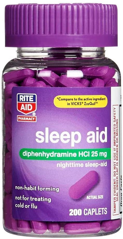 Rite Aid Natural Sleep Aid Caplets Diphenhydramine Hcl Mg