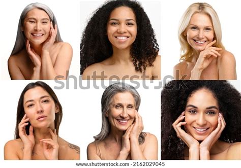 Multi Ethnic Naked White Background White Background Images Stock