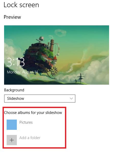 Win10 Lock Screen Slideshow album option grayed out - Microsoft Community