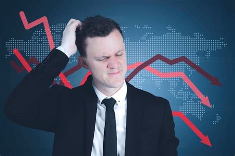 premium photo confused entrepreneur  declining finance graph