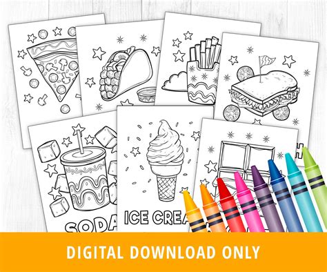 Fast Food Coloring Pages Food Coloring Pages Printable - Etsy