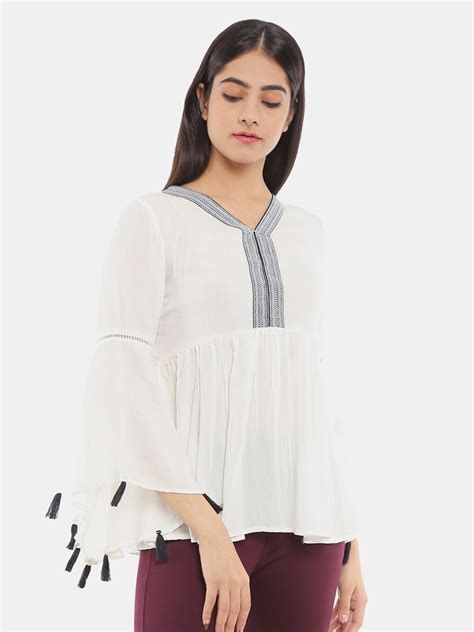 Buy V Mart Off White Chiffon Top Tops For Women 20997602 Myntra