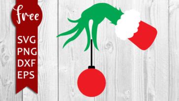 Grinch hand holding ornament svg, christmas ball svg, free cricut files ...