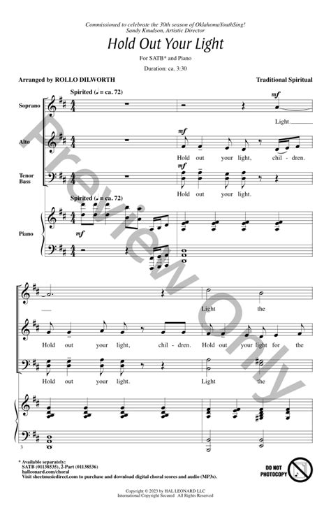 Hold Out Your Light Satb Arr Rollo Dilwo J W Pepper Sheet Music