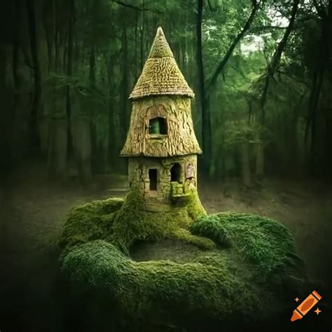 Moss Covered Medieval Tower In A Jungle