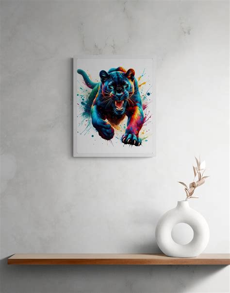 Watercolor Black Panther Print Big Cat Illustration Artistic