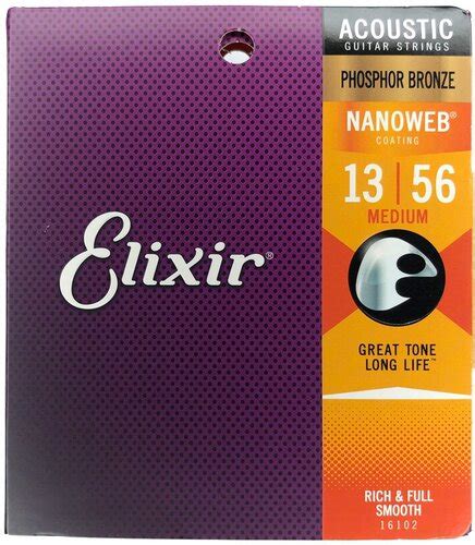 Струны для акустической гитары Elixir 16102 Medium Nanoweb Phosphor ...