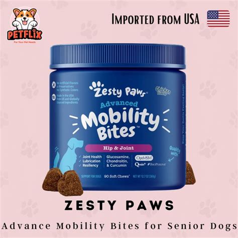 Zesty Paws Advance Mobility Bites Hip And Joint Health Soft Chews For