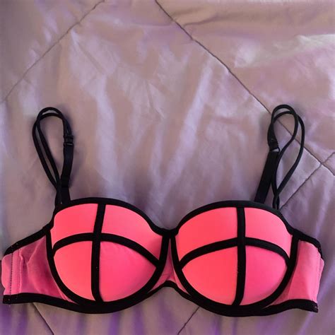 Neon Pink Triangl Bikini Top Worn Twice Almost Depop