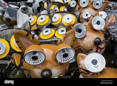 Outdoor Solar Powered Cat Shaped Lights Stock Photo Alamy