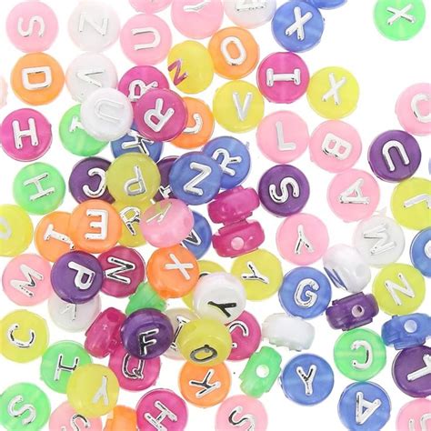 Assortiment 100 Perles Lettres Alphabet Rondes En Relief 9 5mm