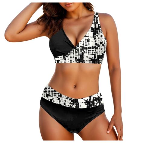 Ehrwe Swimsuit For Women Printed Sexy Bikini Swimsuits High Waisted Two