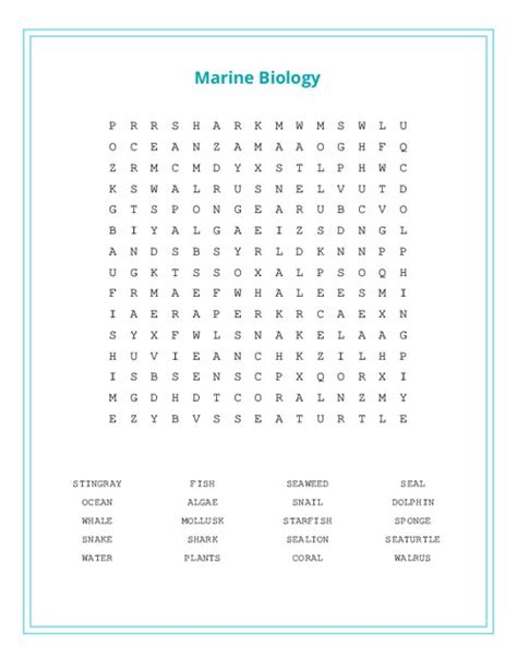 Marine Biology Word Search