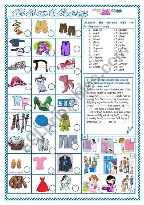 Clothing Esl Worksheet