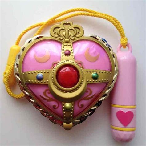 Rare Sailor Moon Heart Moon Brooch Compact Lipstick Anime Japan Bandai