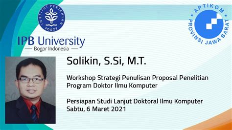 Webinar S3 Ilmu Komputer Ipb Persiapan Studi Lanjut Doktoral Ilmu