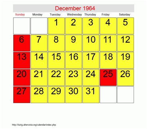 December 1964 - Roman Catholic Saints Calendar