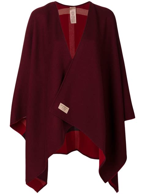 Burberry Reversible Check Merino Wool Poncho Parade Red In Red Lyst