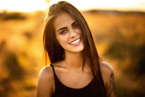 Women Smiling Tattoo Face Portrait Marlen Valderrama Alvarez Wallpaper