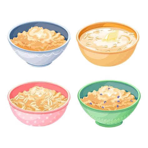 Premium Vector Cartoon Oats Bowl Breakfast Oatmeal With Granola