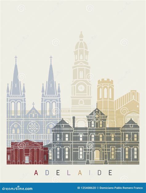 Adelaide V2 skyline poster stock vector. Illustration of creativity ...