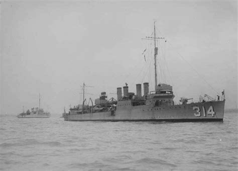Old Four Stack Destroyers In The Ocean