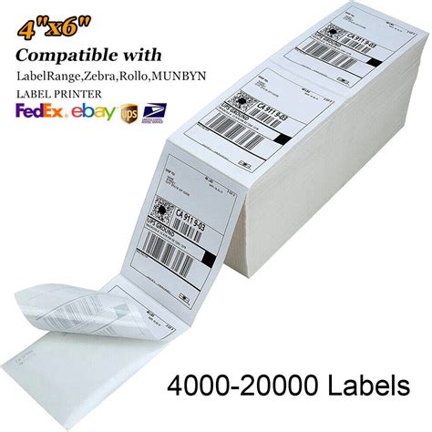 4000 20000 4x6 Fanfold Direct Thermal Shipping Labels Perforated Zebra And Rollo Ebay