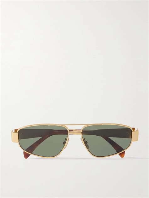 Celine Eyewear Triomphe Aviator Style Gold Tone And Tortoiseshell Acetate Sunglasses Net A Porter