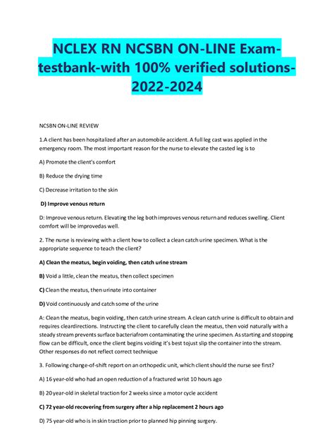 NCLEX RN NCSBN ON LINE Exam Testbank With 100 Verified Solutions 2022