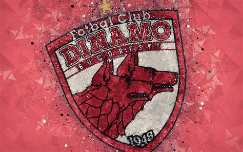 Fc Dinamo Bucuresti Logo Geometric Art Red Background Romanian