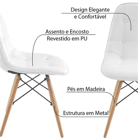 Kit 5 Cadeiras Decorativas Sala e Escritório Cadenna PU Sintético