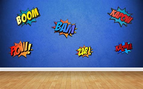 Superhero Comic Words Retro Kapow Boom Zap Bam Colour Wall Art Sticker