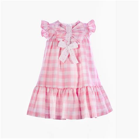 Davacollection Girls Pink And White Bow Dress For Girl