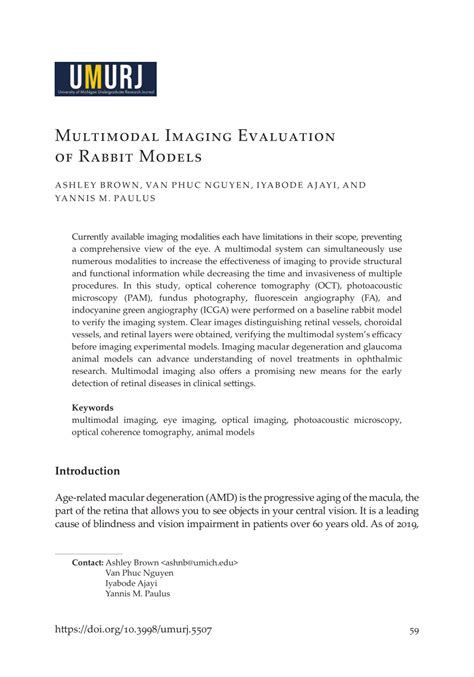 PDF Multimodal Imaging Evaluation Of Rabbit Models