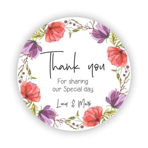 Floral Wreath Wedding Thank You For Sharing Our Special Day Stickers