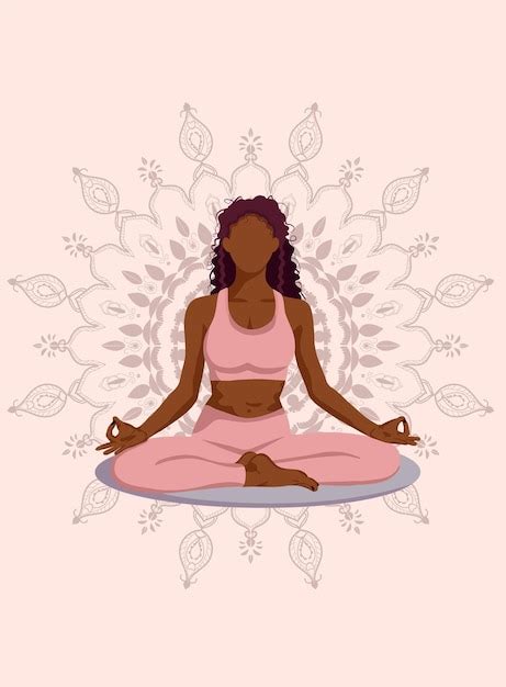 Premium Vector Yoga Girl In Lotus Pose African American Woman Doing Yoga