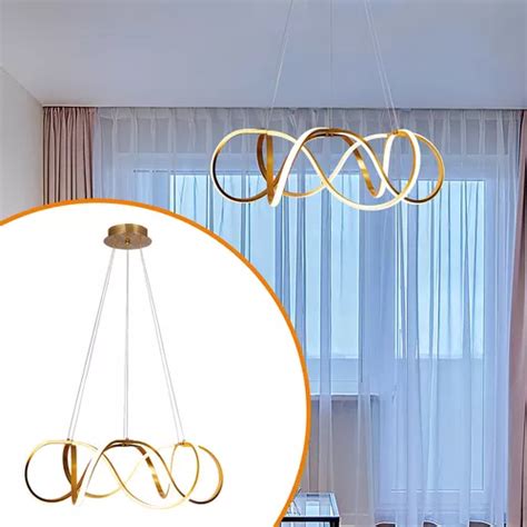 Lustre Minimalista Dourado Pendente Space Countour Plus LED 50W Design