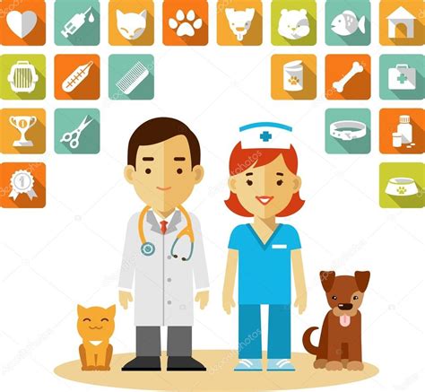 Set Iconos Y M Dico Veterinario Vector De Stock Evellean