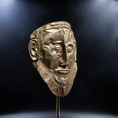 Large Ancient Greek Mycenean Mask Of Agamemnon Copper 24K Gold Plated