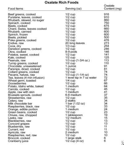 oxalate foods list - Yahoo Search Results | Low oxalate diet, Low ...