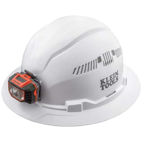 Klein Tools Vented Full Brim White Hard Hat With Headlamp R The