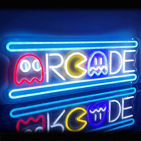 Large Arcade Neon Sign Retro Game Ghost Arcade Led Neon Light Sign Handmade