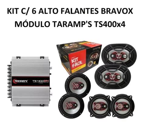 Kit 6 Auto Falante Bravox 5 6 6x9 Pol Taramps Ts400x4