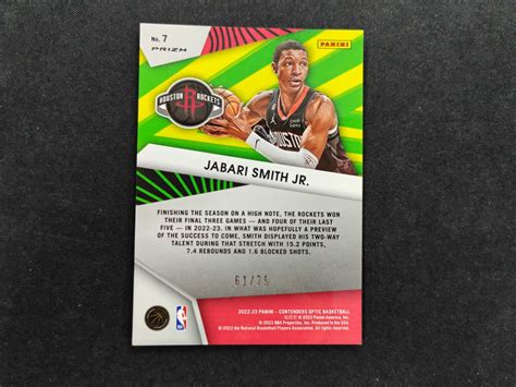 Panini Contenders Optic Jabari Smith Jr Rc Sc Op