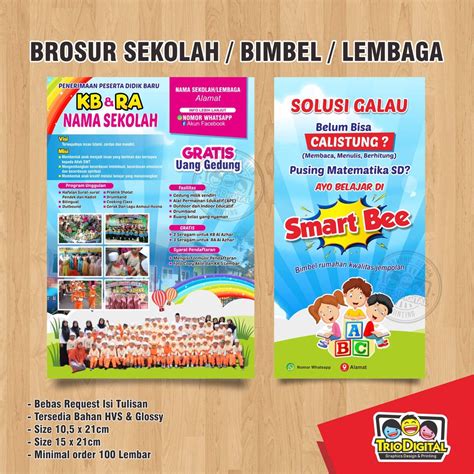 Desain Brosur Pendidikan Brosur Bimbel Brosur Les Privat Image