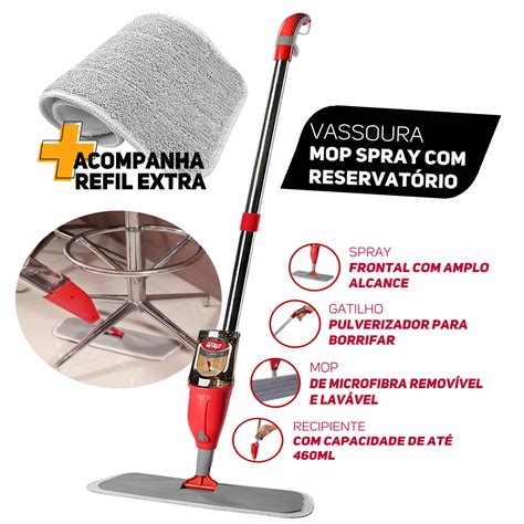 Mop Vassoura Esfregão Spray Limpa Borrifa Seca Fácil Wap